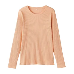 Muji Camiseta de manga larga y canalé en mezcla de lyocell para mujer