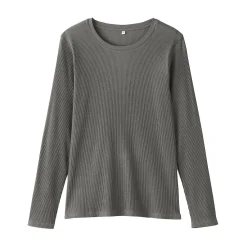 Muji Camiseta de manga larga y canalé en mezcla de lyocell para mujer