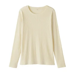 Muji Camiseta de manga larga y canalé en mezcla de lyocell para mujer