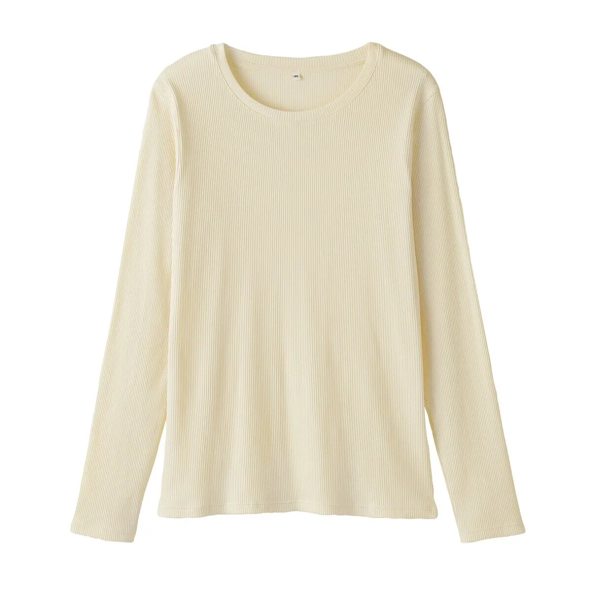 Muji Camiseta de manga larga y canalé en mezcla de lyocell para mujer
