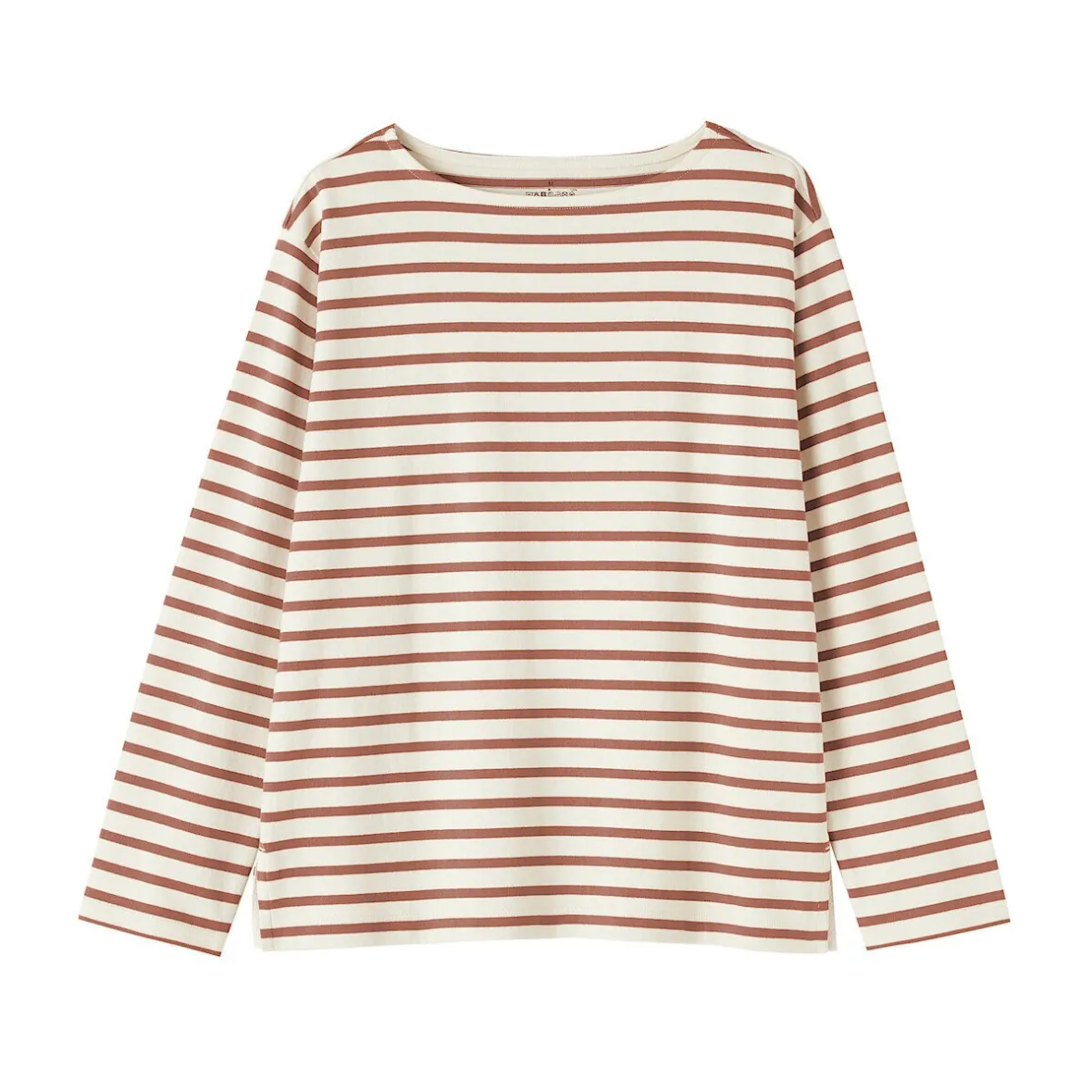 Hot Muji Camiseta de manga larga y cuello ancho de algodón grueso para mujer