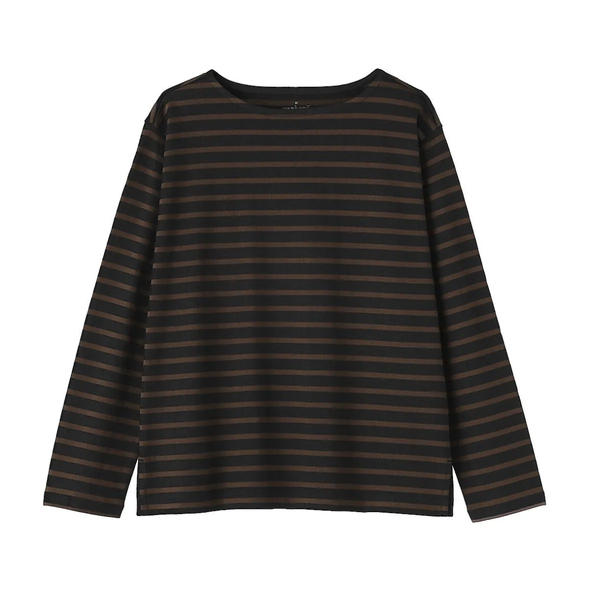 Hot Muji Camiseta de manga larga y cuello ancho de algodón grueso para mujer