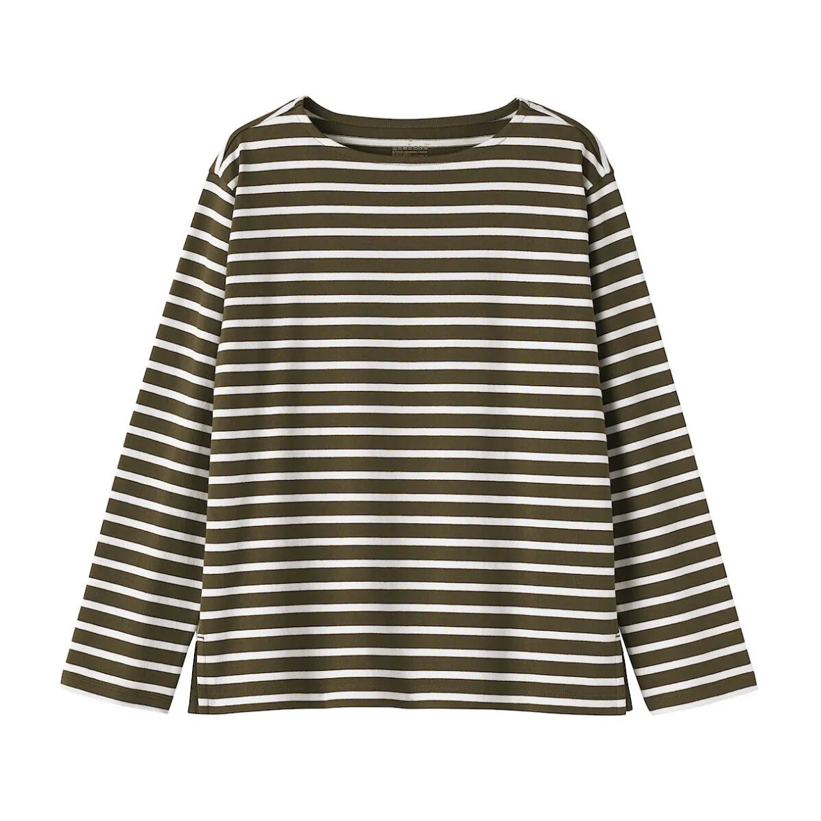 Hot Muji Camiseta de manga larga y cuello ancho de algodón grueso para mujer