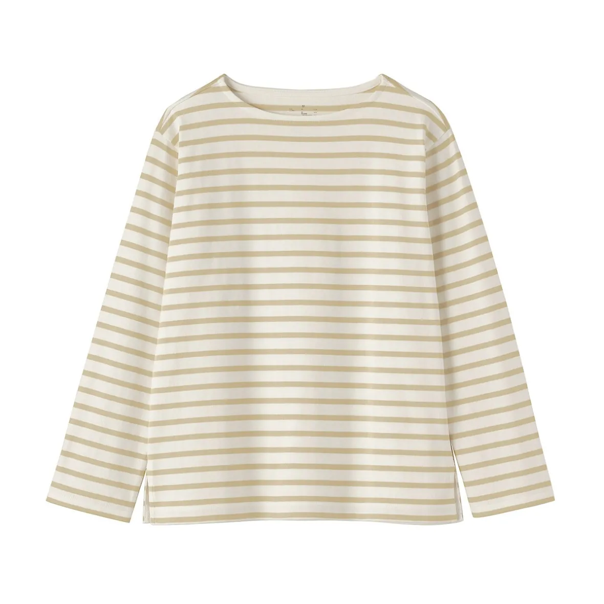 Best Muji Camiseta de manga larga y cuello ancho de algodón grueso para mujer