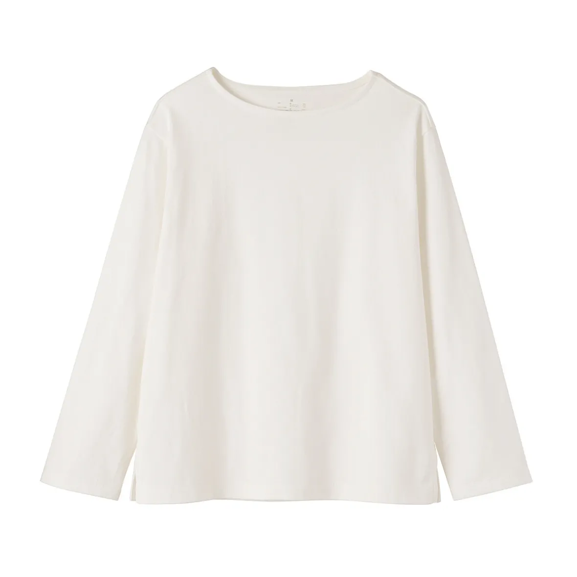 Best Muji Camiseta de manga larga y cuello ancho de algodón grueso para mujer