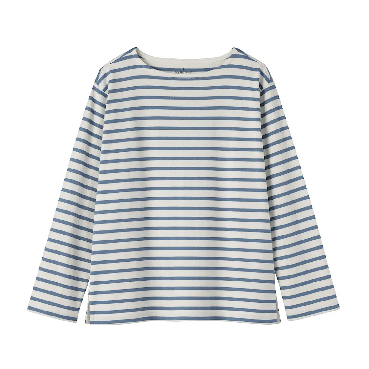 Best Muji Camiseta de manga larga y cuello ancho de algodón grueso para mujer