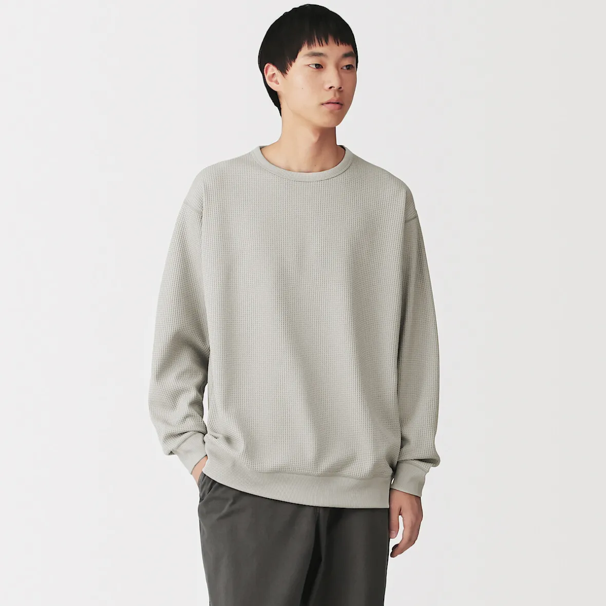 Discount Muji Camiseta de manga larga y tejido waffle Quick Dry para hombre