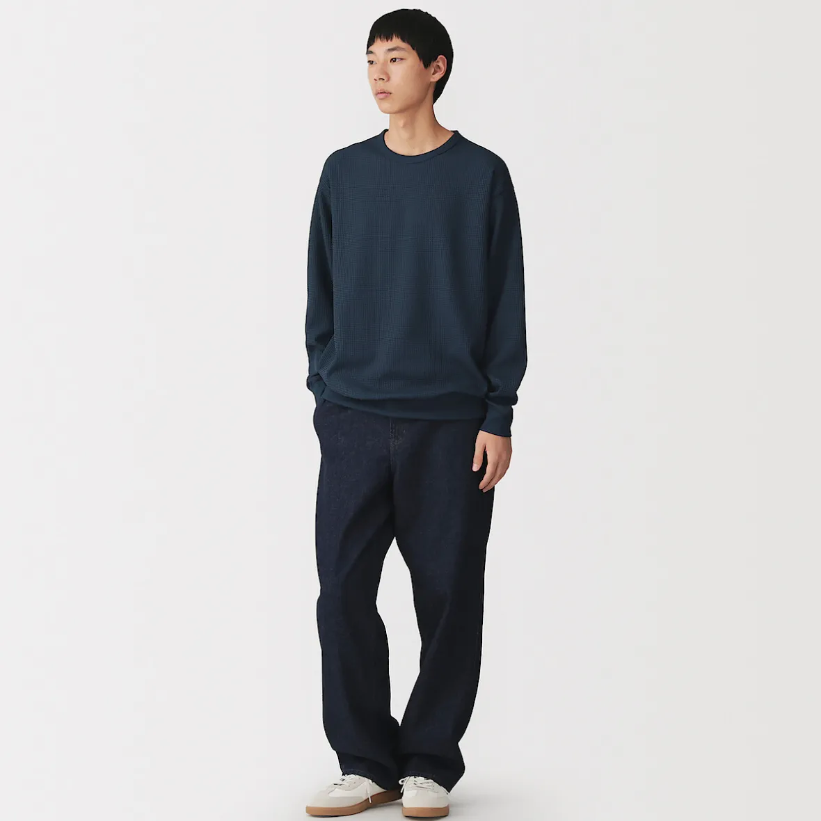 Discount Muji Camiseta de manga larga y tejido waffle Quick Dry para hombre