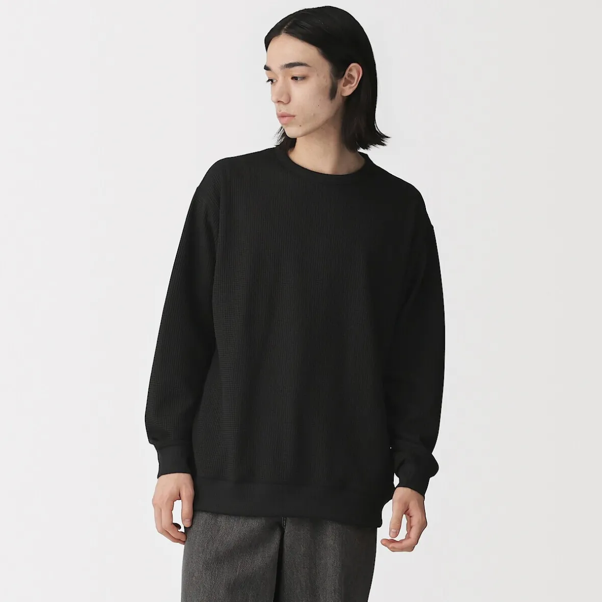Discount Muji Camiseta de manga larga y tejido waffle Quick Dry para hombre