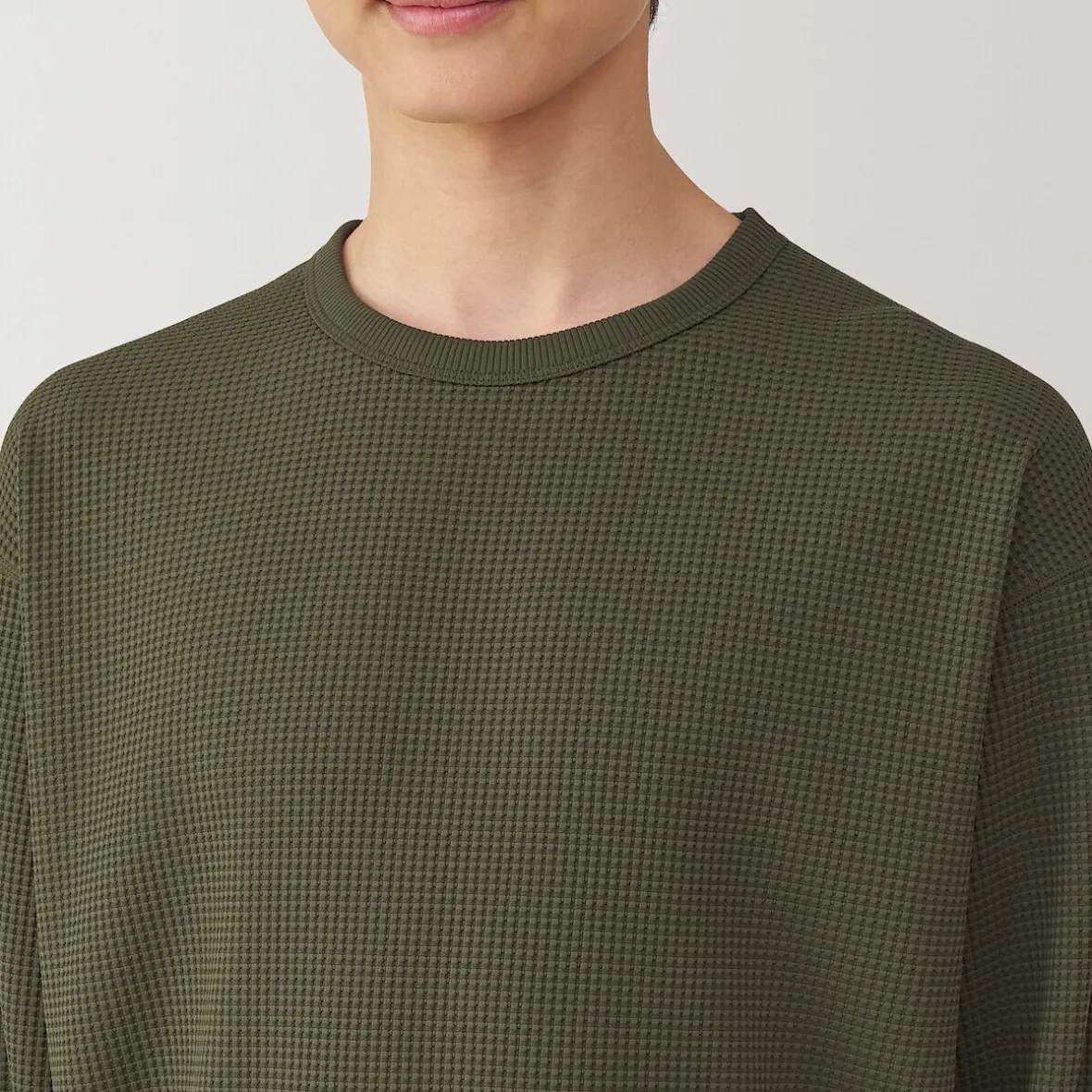 Discount Muji Camiseta de manga larga y tejido waffle Quick Dry para hombre