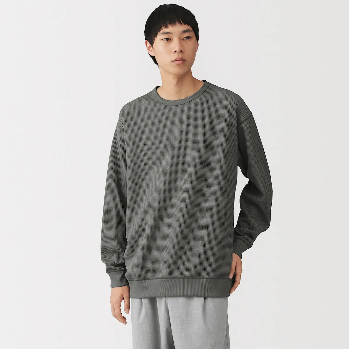 Discount Muji Camiseta de manga larga y tejido waffle Quick Dry para hombre