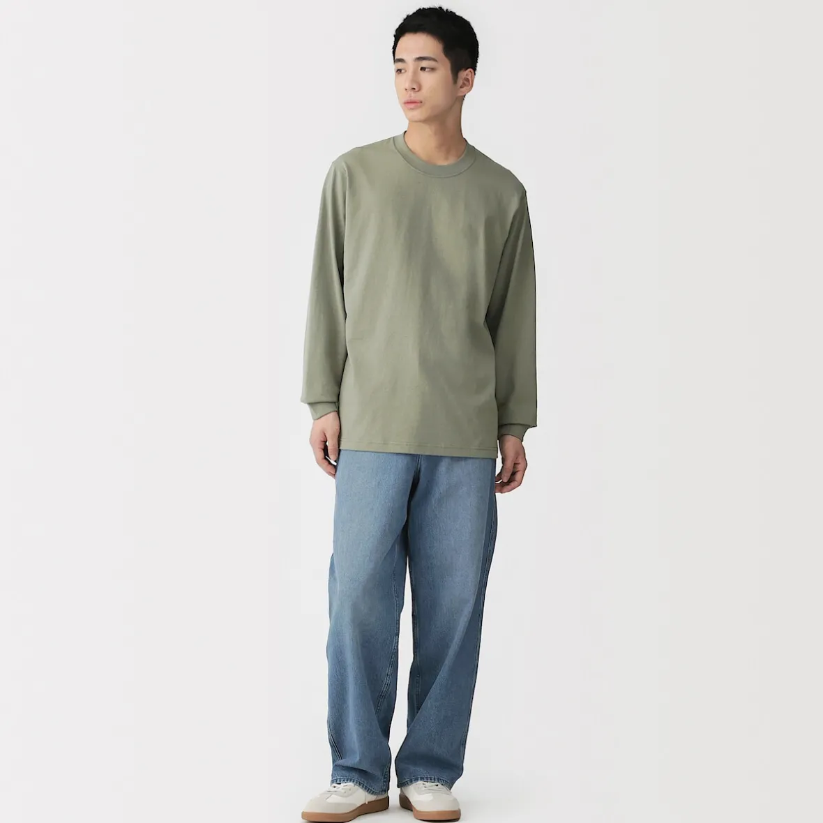 Clearance Muji Camiseta de manga larga y algodón grueso para hombre