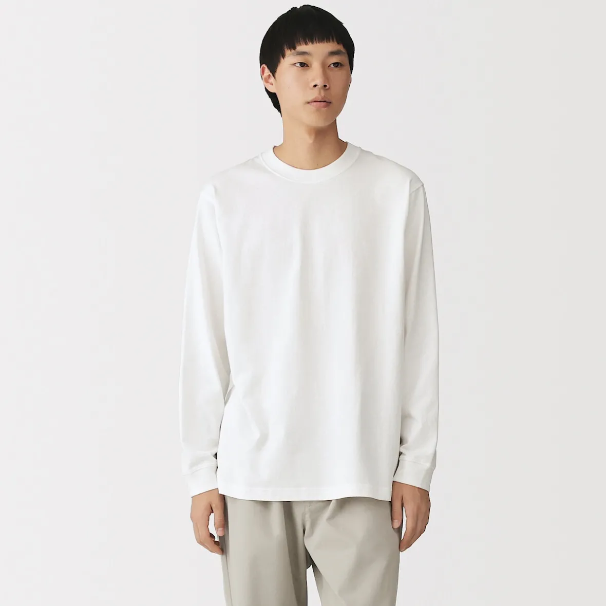 Clearance Muji Camiseta de manga larga y algodón grueso para hombre