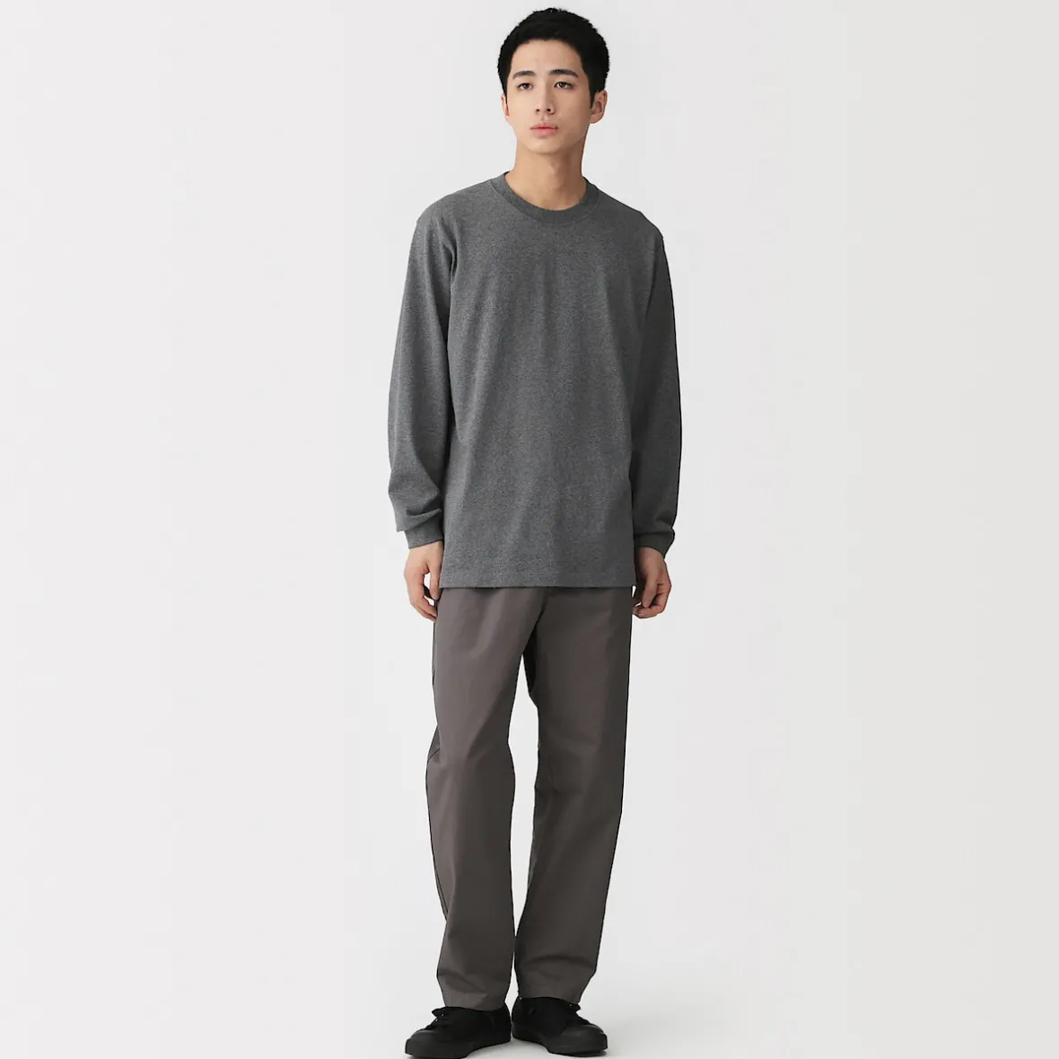 Clearance Muji Camiseta de manga larga y algodón grueso para hombre