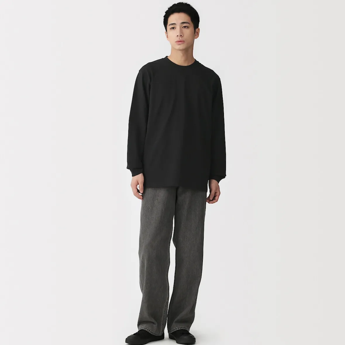 Clearance Muji Camiseta de manga larga y algodón grueso para hombre
