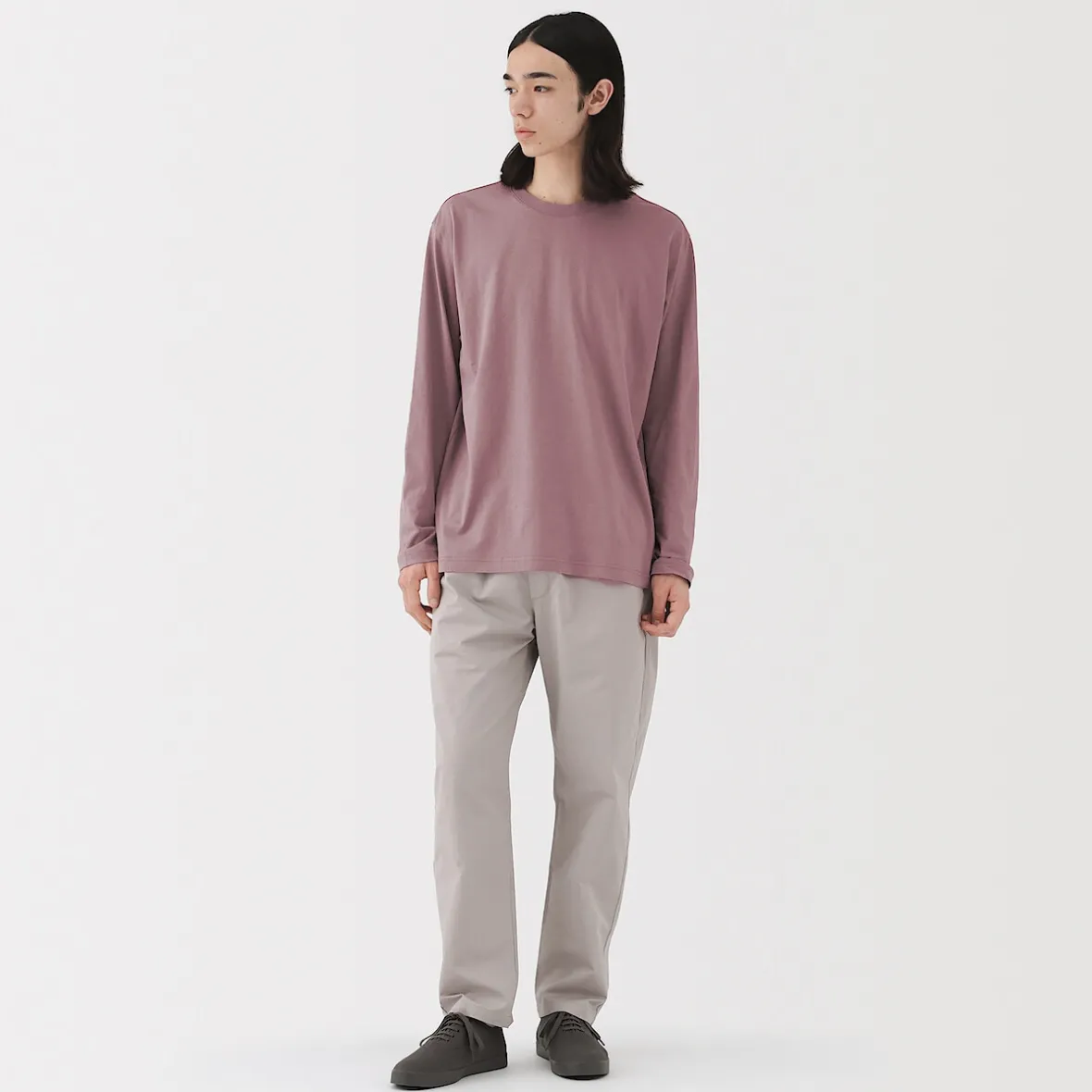 Clearance Muji Camiseta de manga larga y acabado lavado para hombre