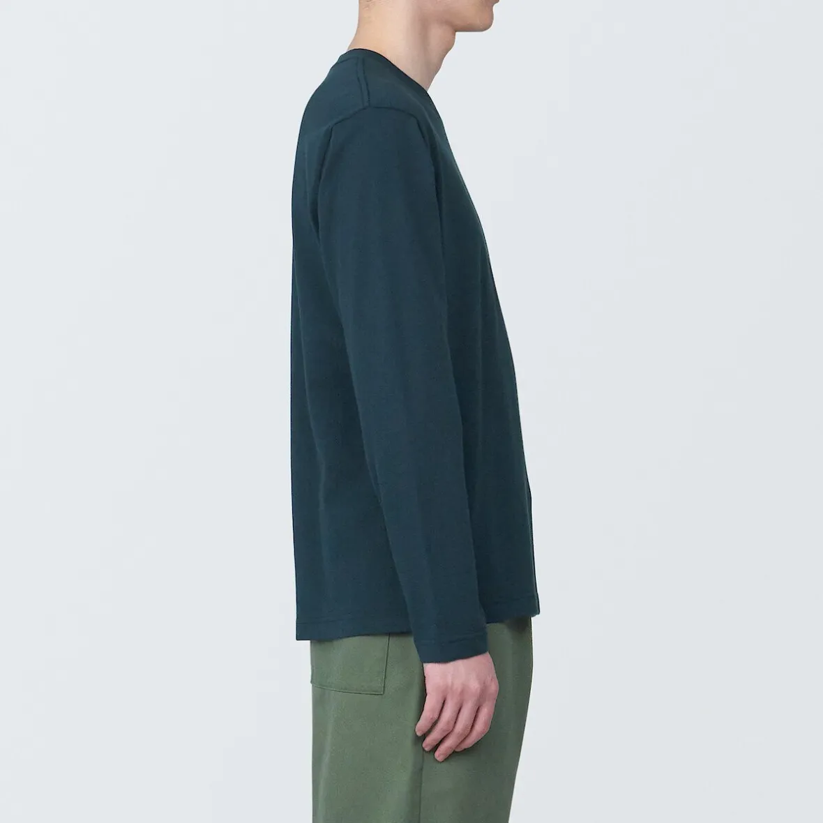 Clearance Muji Camiseta de manga larga y acabado lavado para hombre