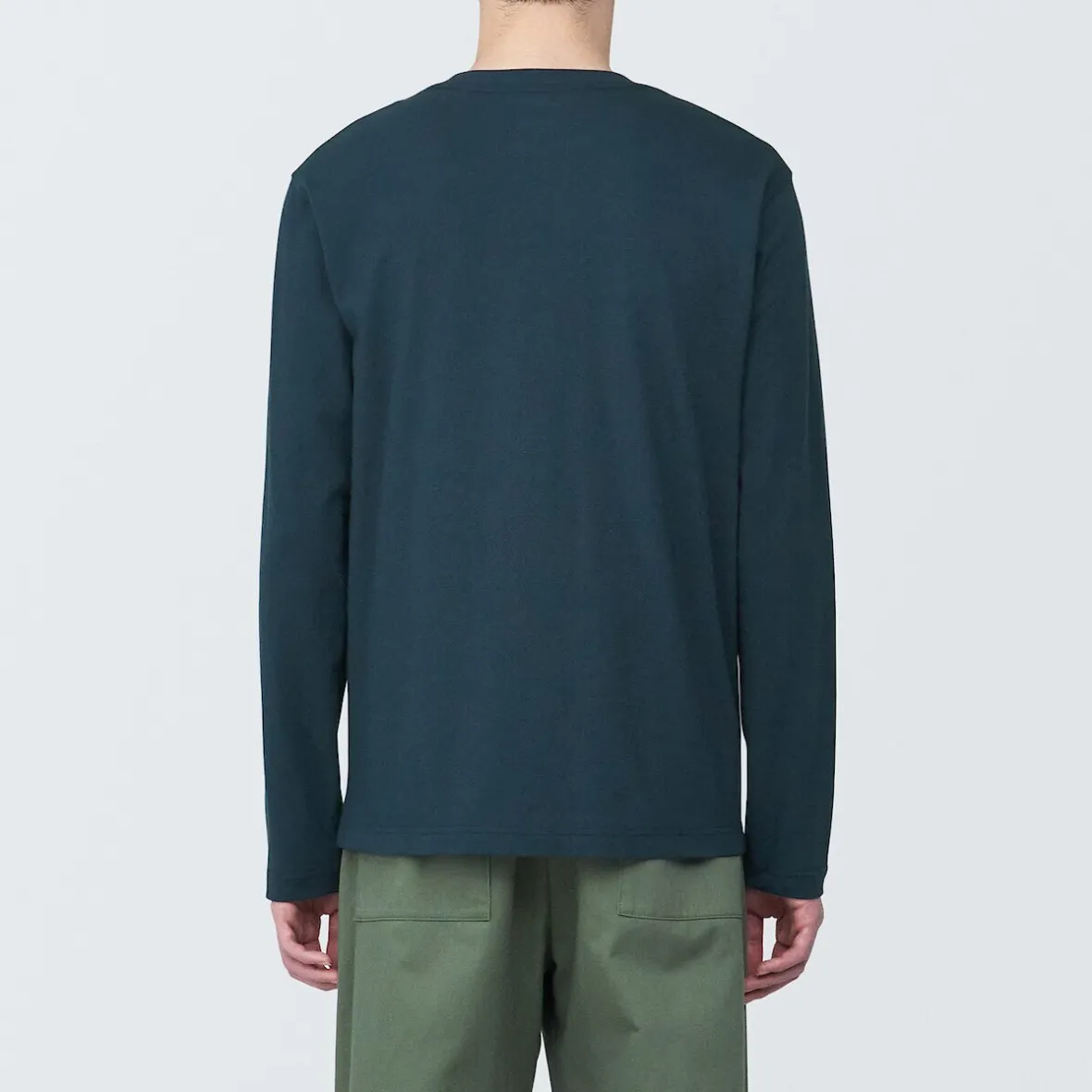 Clearance Muji Camiseta de manga larga y acabado lavado para hombre