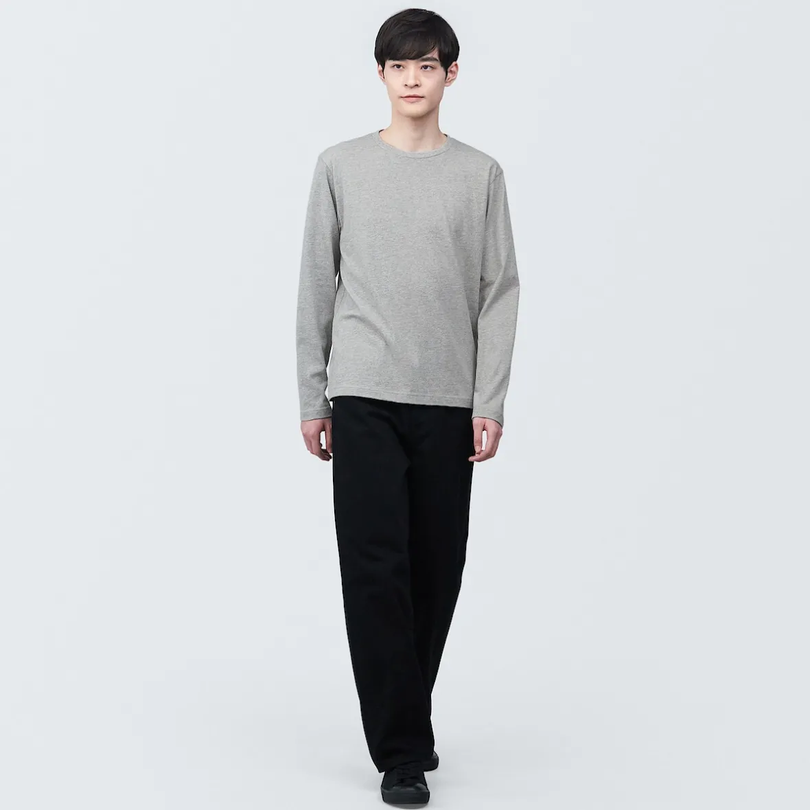 Clearance Muji Camiseta de manga larga y acabado lavado para hombre