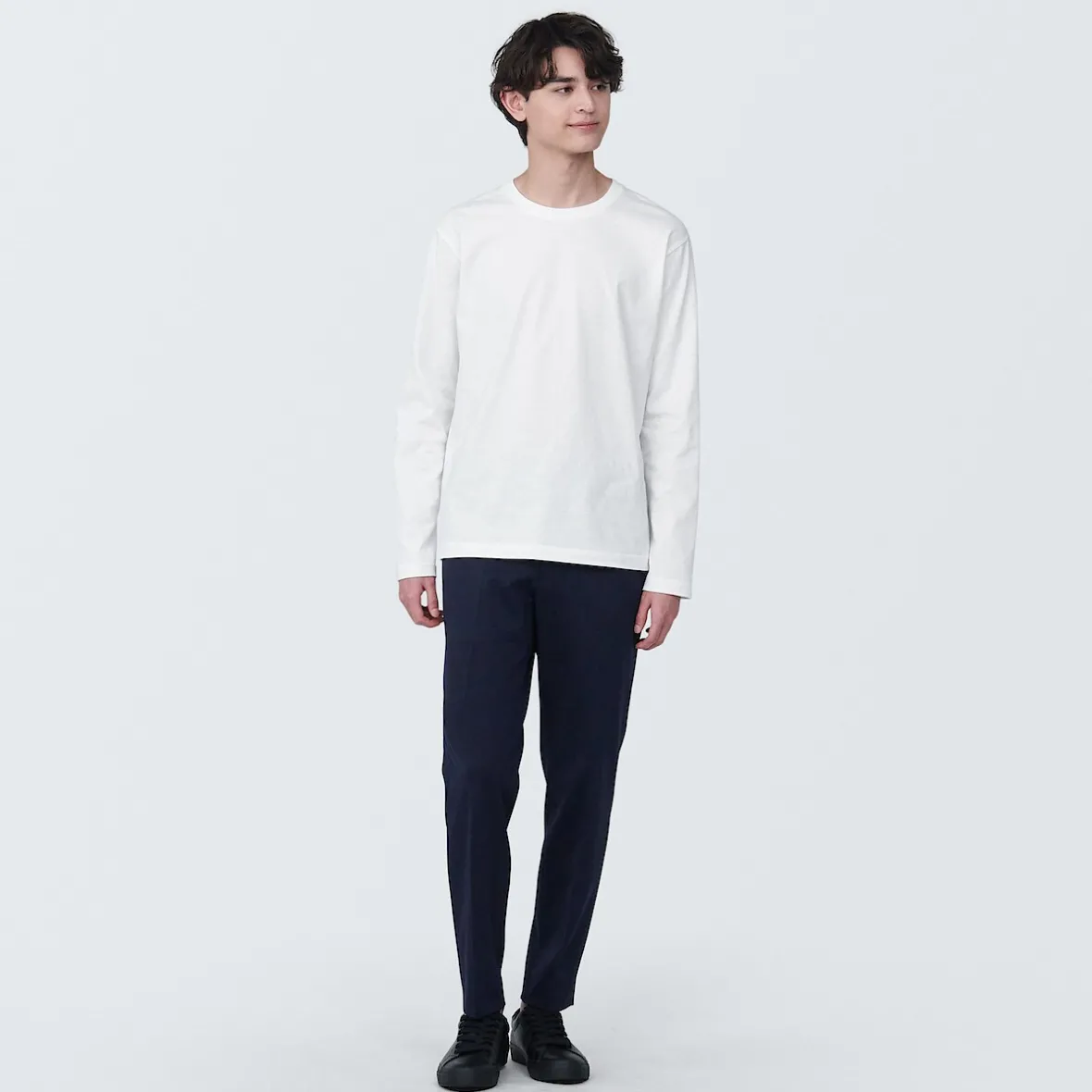 Clearance Muji Camiseta de manga larga y acabado lavado para hombre