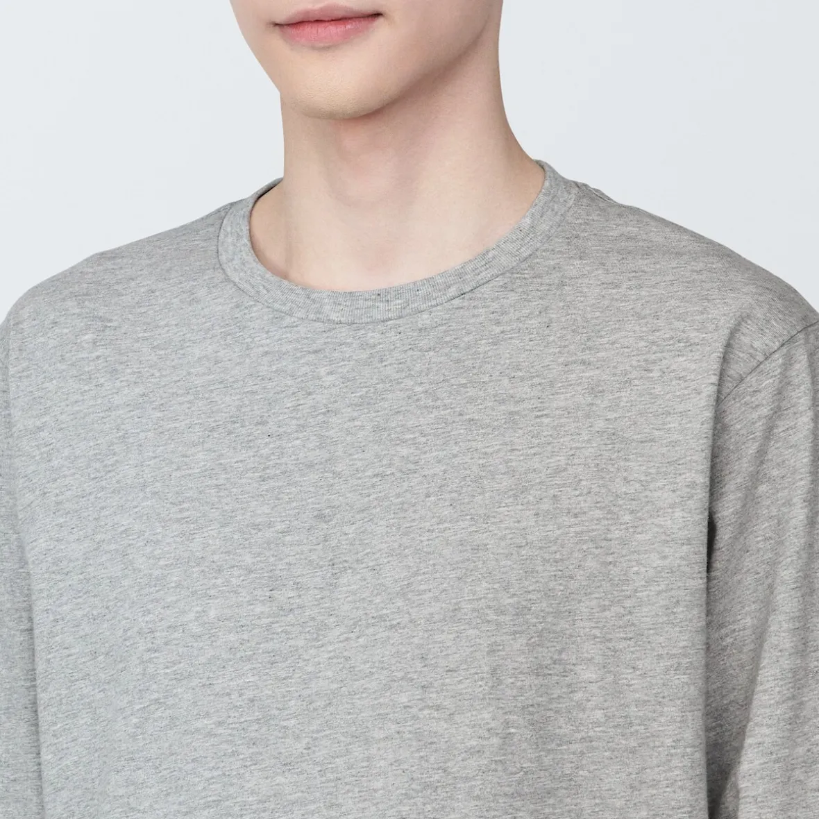 Clearance Muji Camiseta de manga larga y acabado lavado para hombre