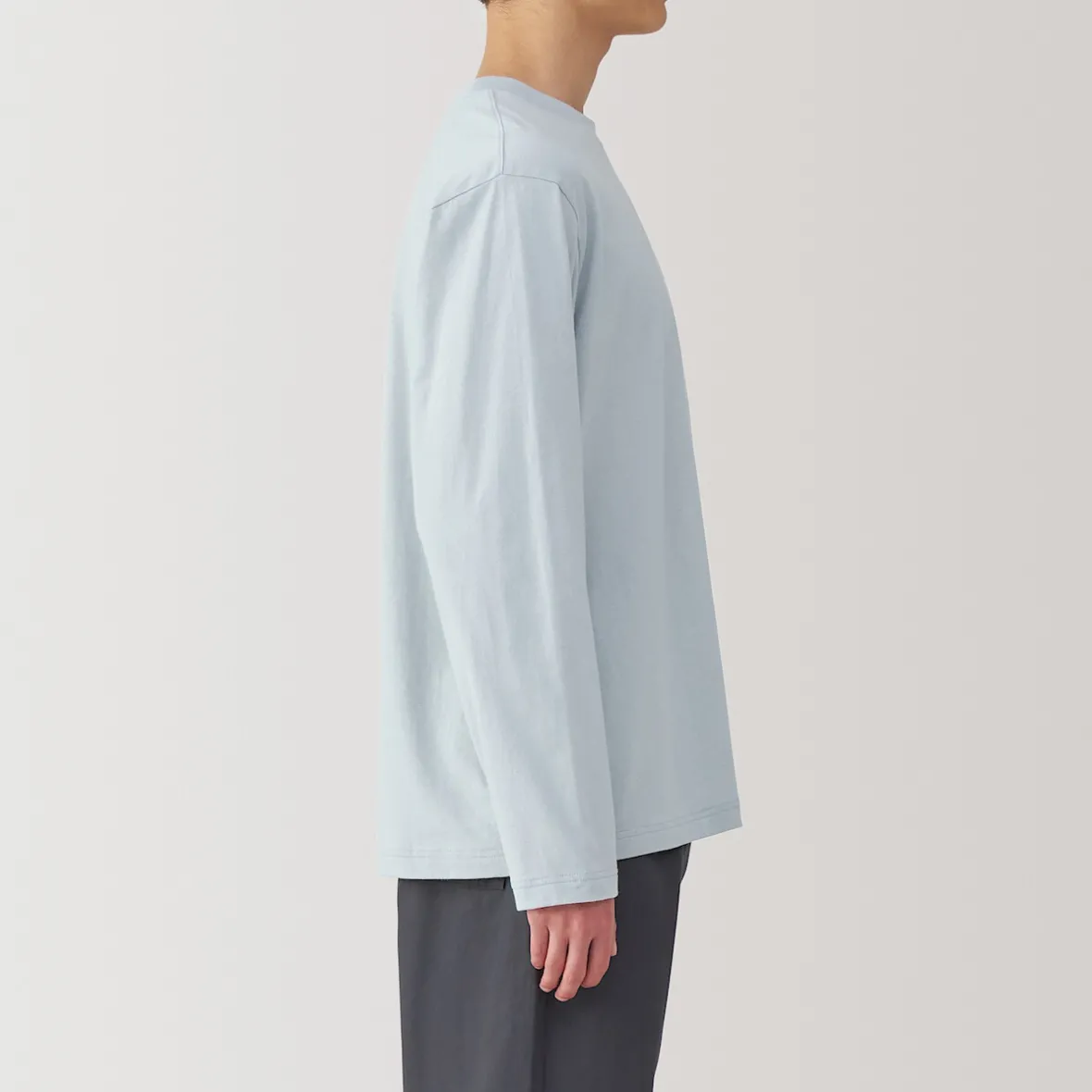 Clearance Muji Camiseta de manga larga y acabado lavado para hombre