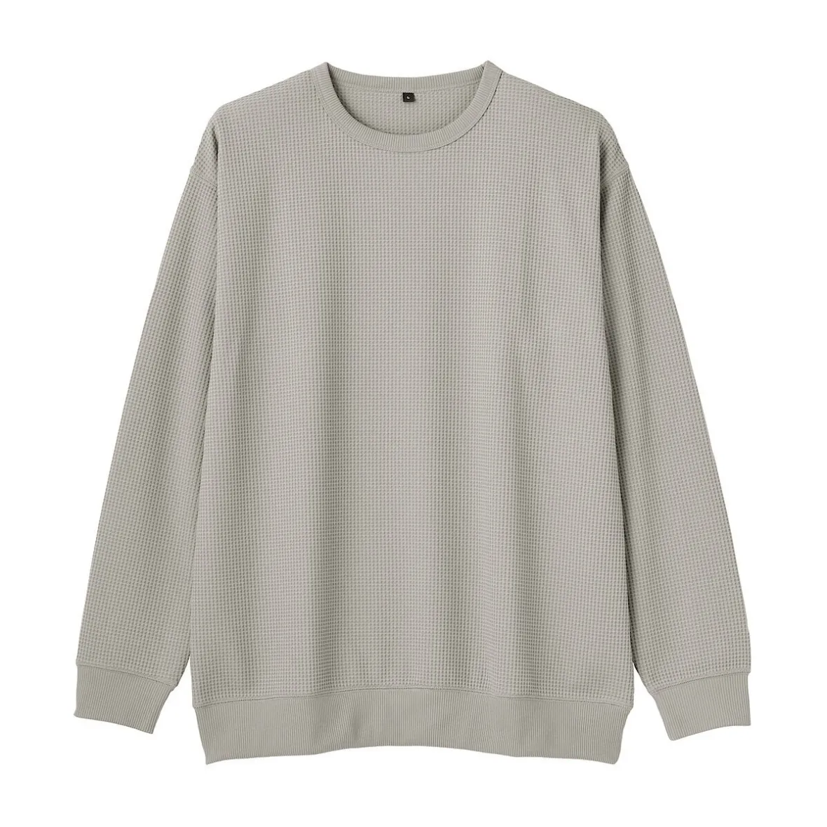 Discount Muji Camiseta de manga larga y tejido waffle Quick Dry para hombre Gris Plata Claro