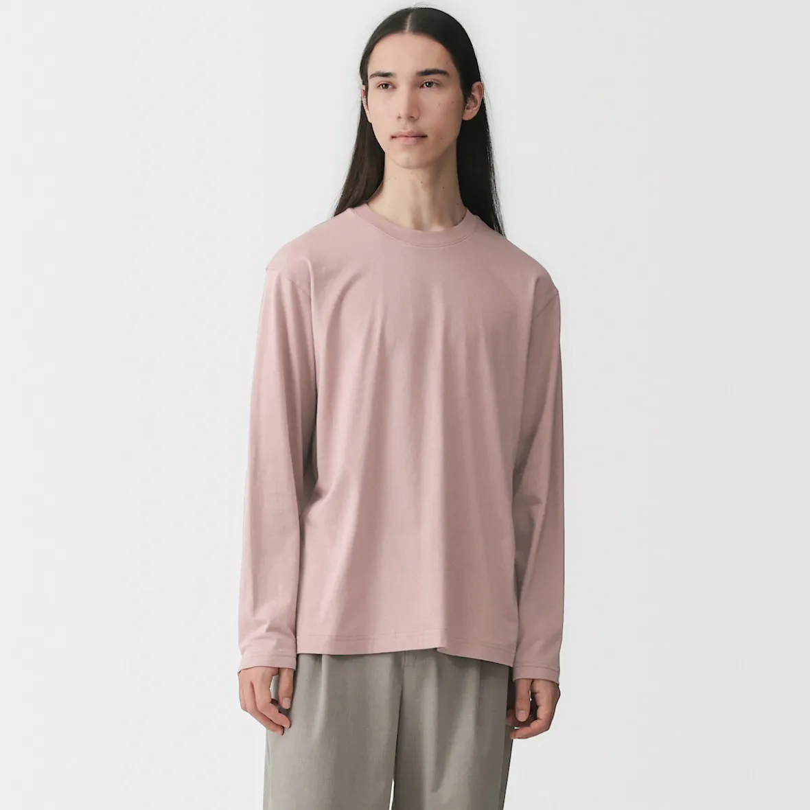 Outlet Muji Camiseta de manga larga y acabado lavado para hombre