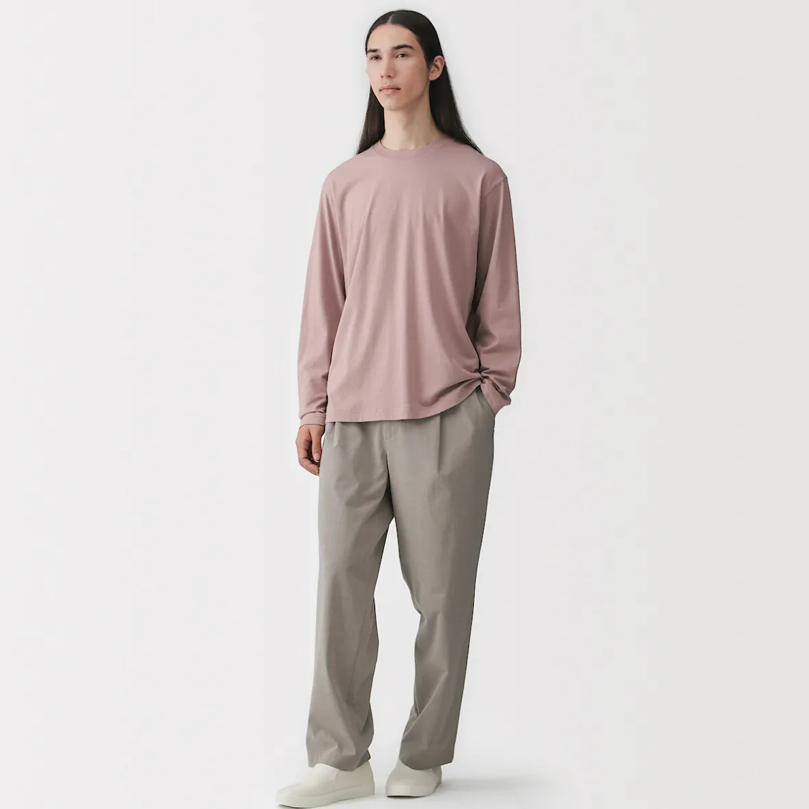 Outlet Muji Camiseta de manga larga y acabado lavado para hombre