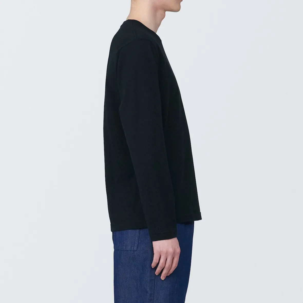 Outlet Muji Camiseta de manga larga y acabado lavado para hombre