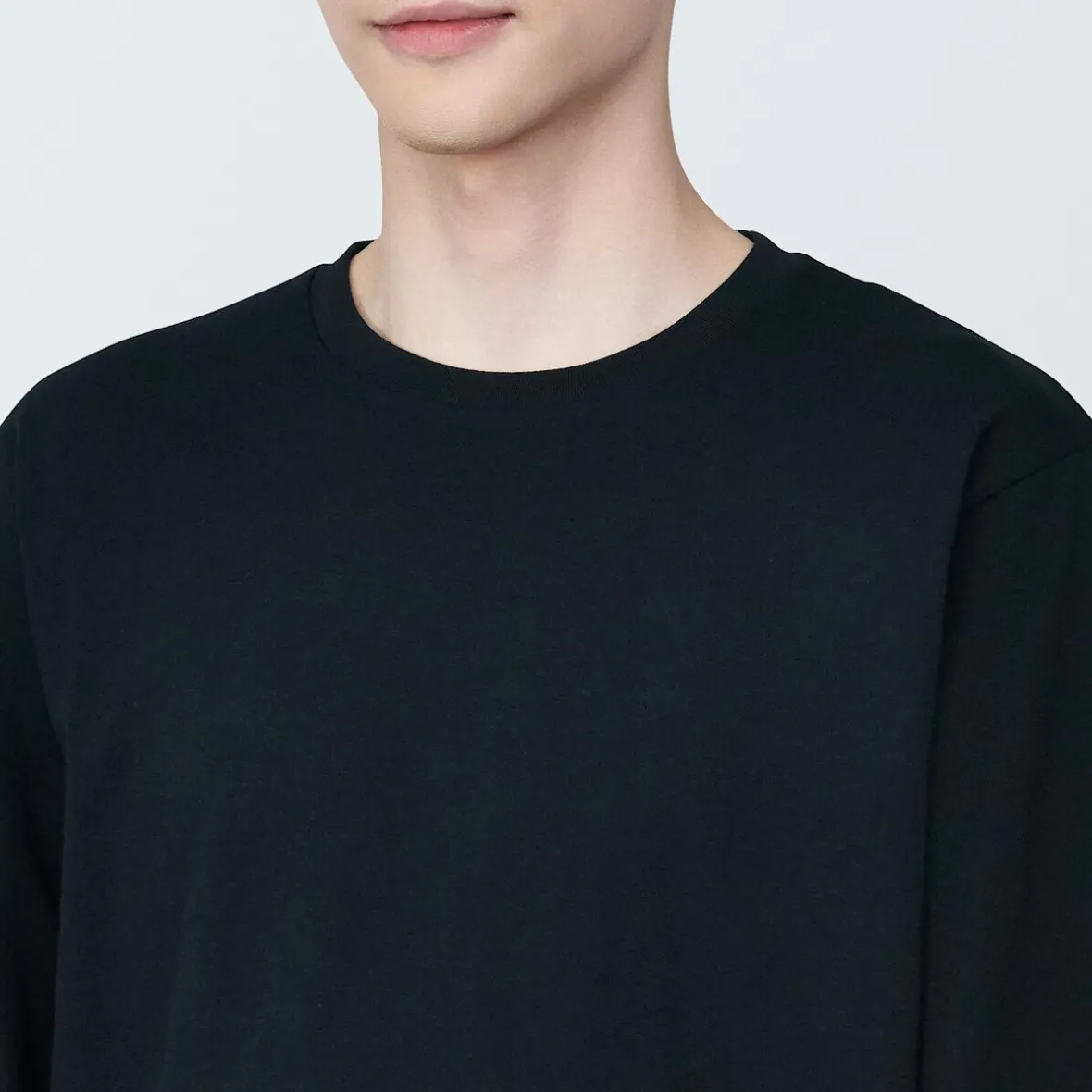 Outlet Muji Camiseta de manga larga y acabado lavado para hombre