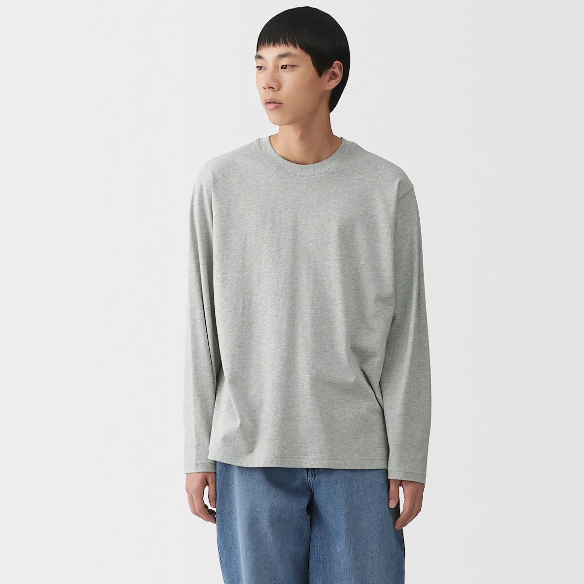 Outlet Muji Camiseta de manga larga y acabado lavado para hombre