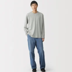 Outlet Muji Camiseta de manga larga y acabado lavado para hombre