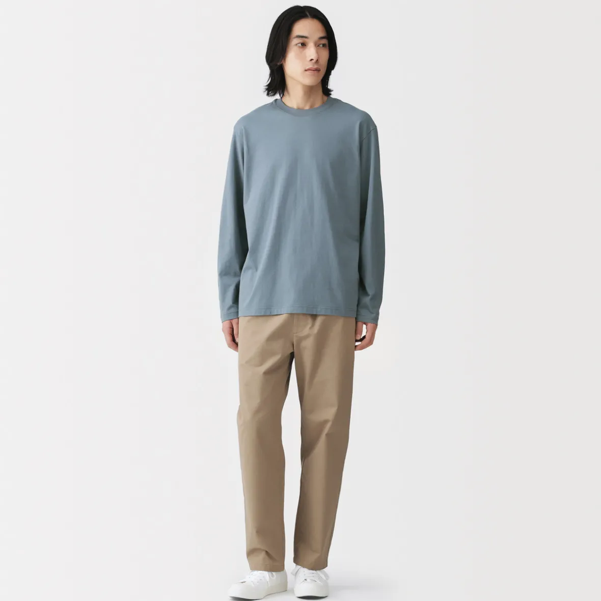 Outlet Muji Camiseta de manga larga y acabado lavado para hombre