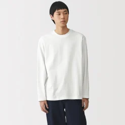 Outlet Muji Camiseta de manga larga y acabado lavado para hombre