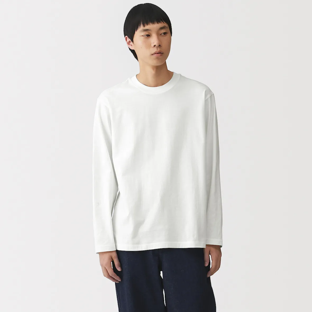 Outlet Muji Camiseta de manga larga y acabado lavado para hombre