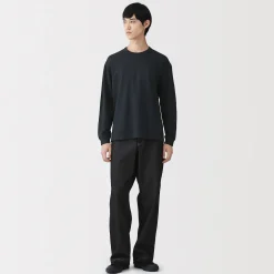 Discount Muji Camiseta de manga larga y punto tradicional para hombre