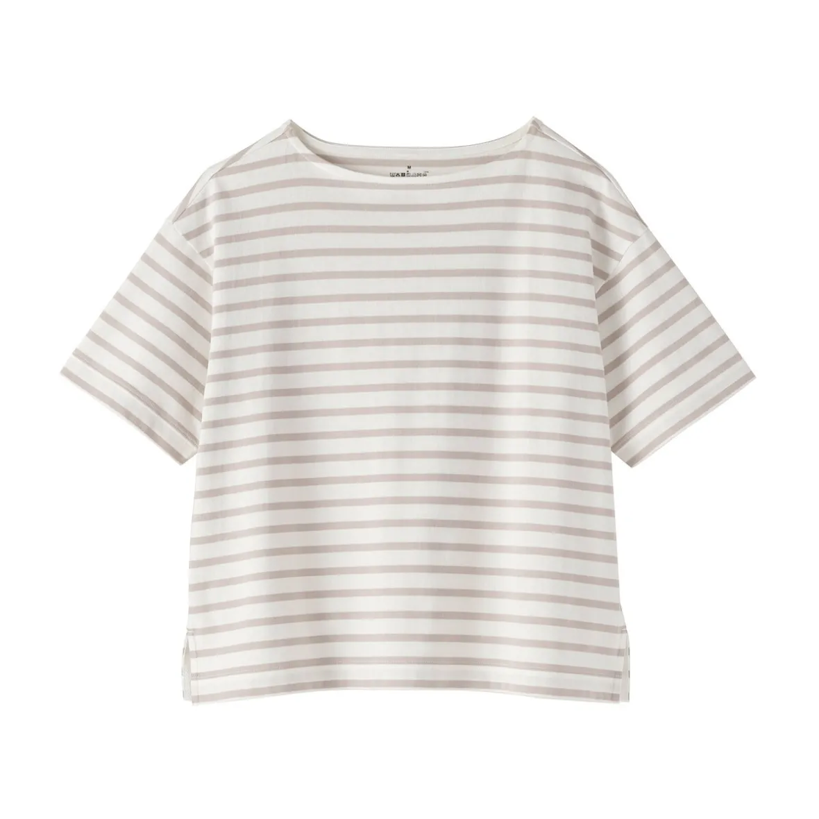 Discount Muji Camiseta de media manga, algodón grueso y cuello barco para mujer