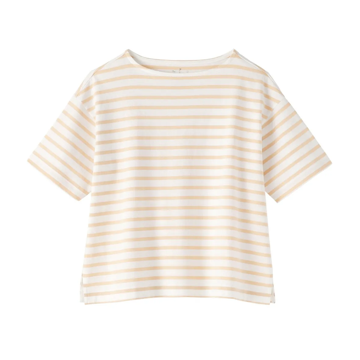 Discount Muji Camiseta de media manga, algodón grueso y cuello barco para mujer