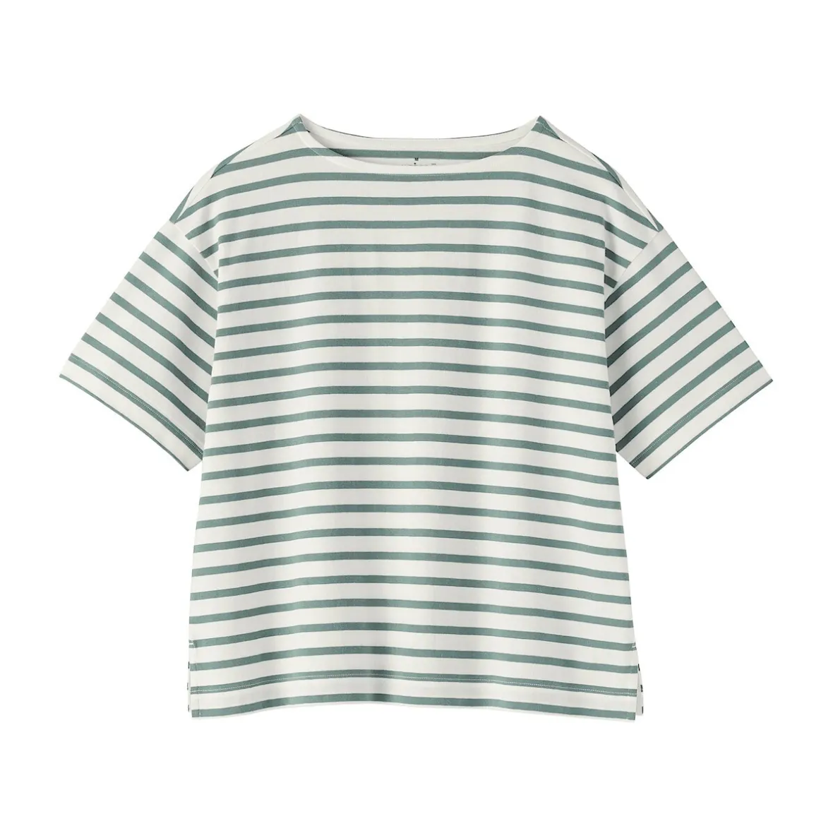 Discount Muji Camiseta de media manga, algodón grueso y cuello barco para mujer