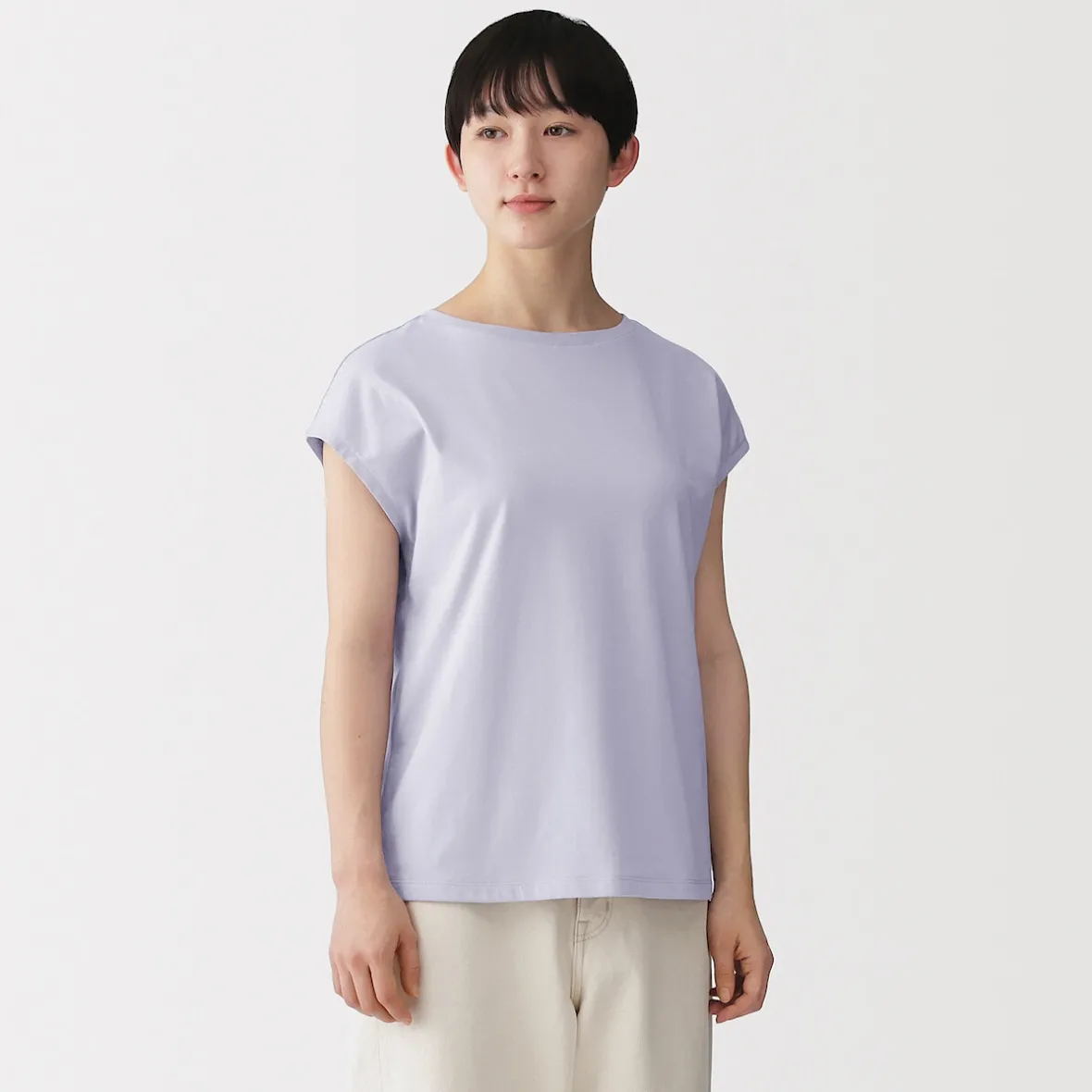 Discount Muji Camiseta de punto de manga cap para mujer