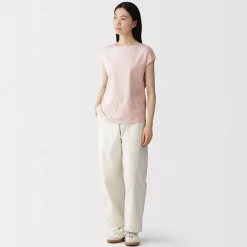 Discount Muji Camiseta de punto de manga cap para mujer