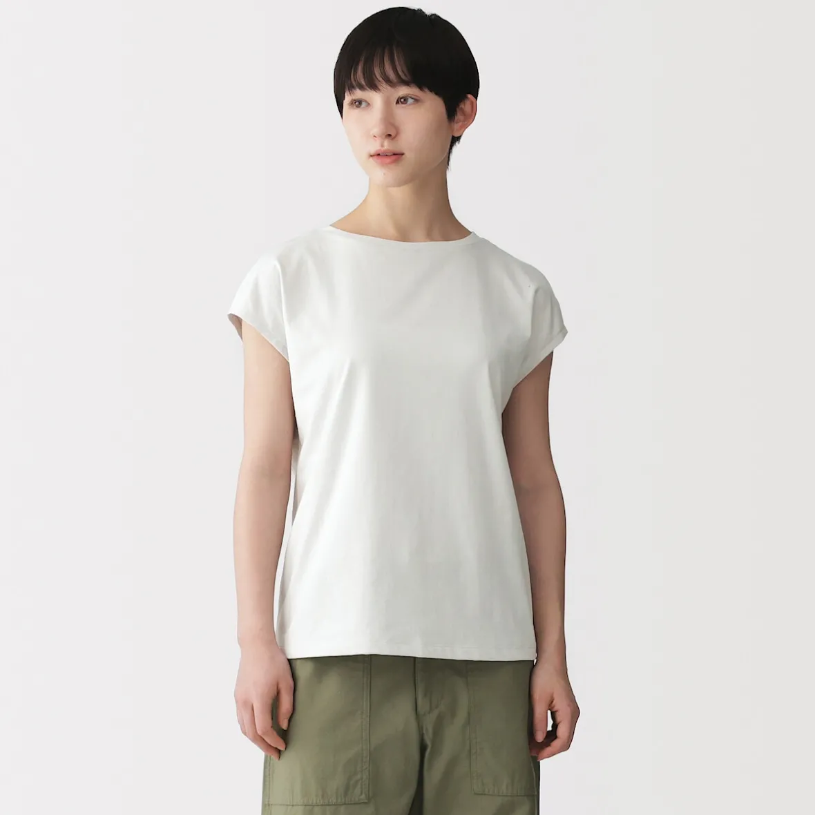Discount Muji Camiseta de punto de manga cap para mujer