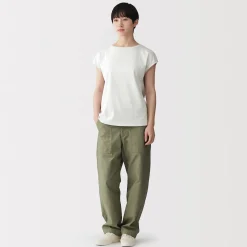 Discount Muji Camiseta de punto de manga cap para mujer