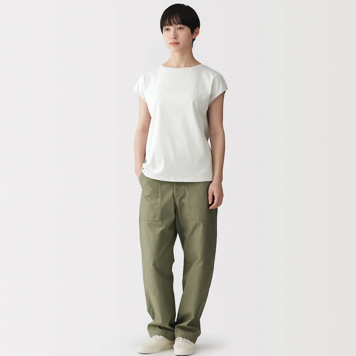 Discount Muji Camiseta de punto de manga cap para mujer