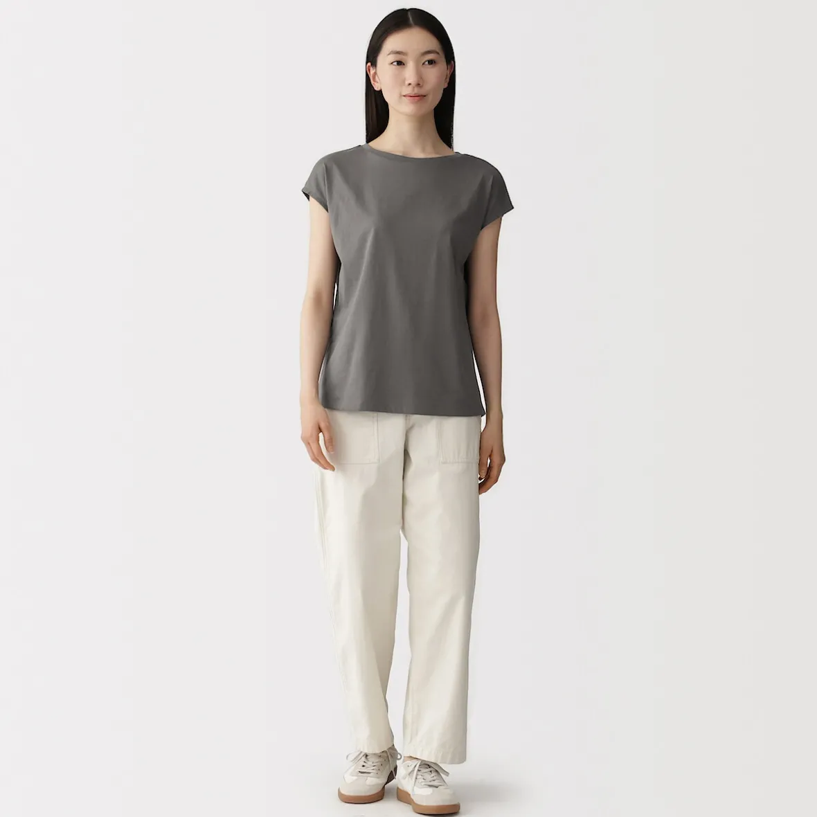 Discount Muji Camiseta de punto de manga cap para mujer