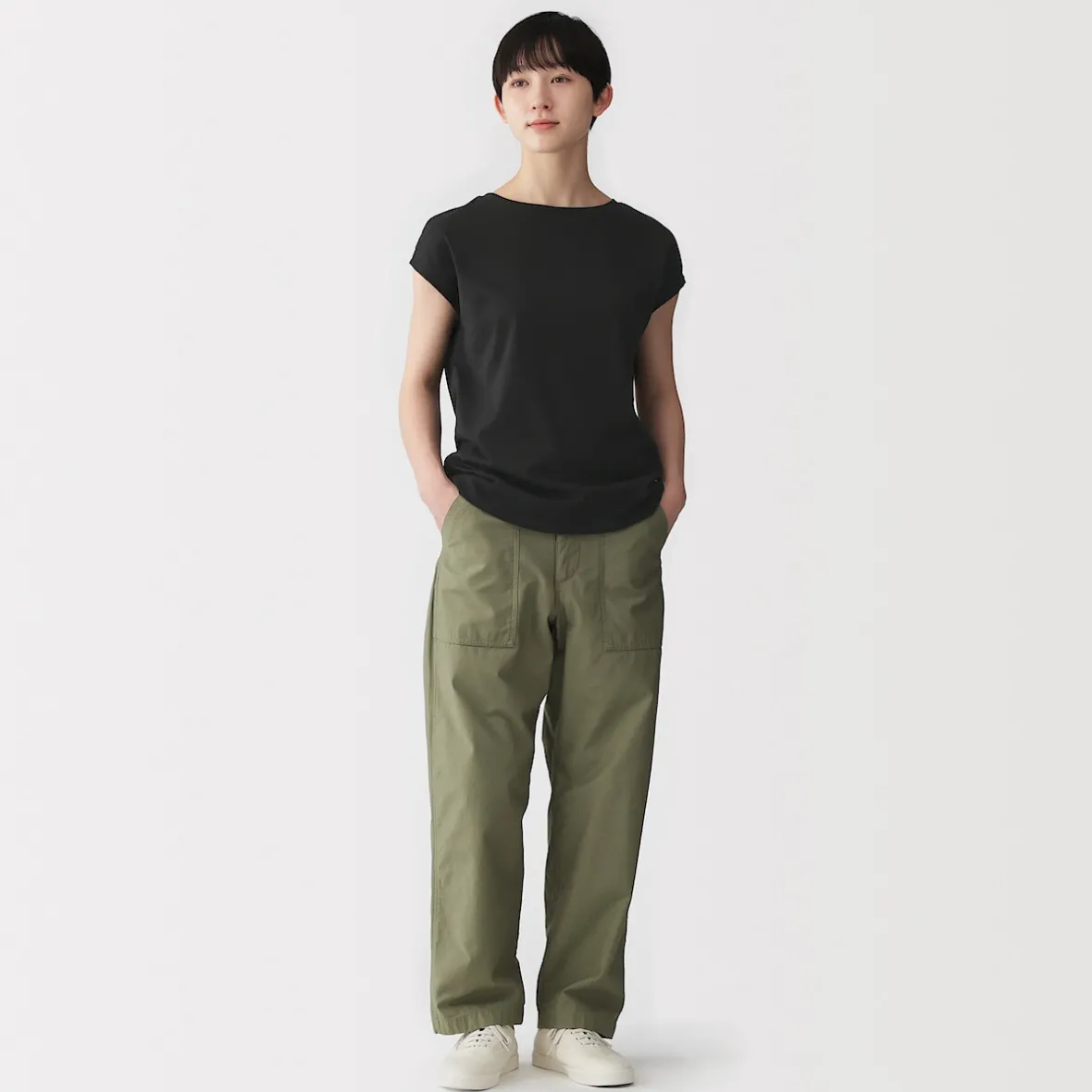 Discount Muji Camiseta de punto de manga cap para mujer