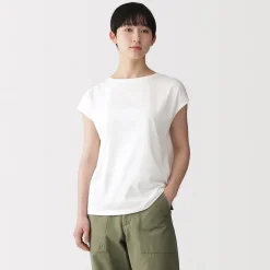 Discount Muji Camiseta de punto de manga cap para mujer