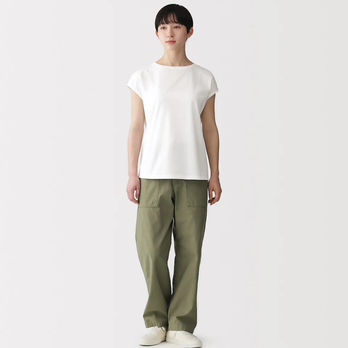 Discount Muji Camiseta de punto de manga cap para mujer