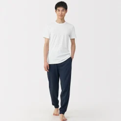 Outlet Muji Camiseta manga corta con cuello en crew de algodón cálido para hombre